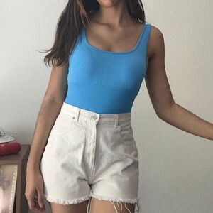 High Sierra Denim Shorts White‎ Frayed Hem High Waist Casual Size 8